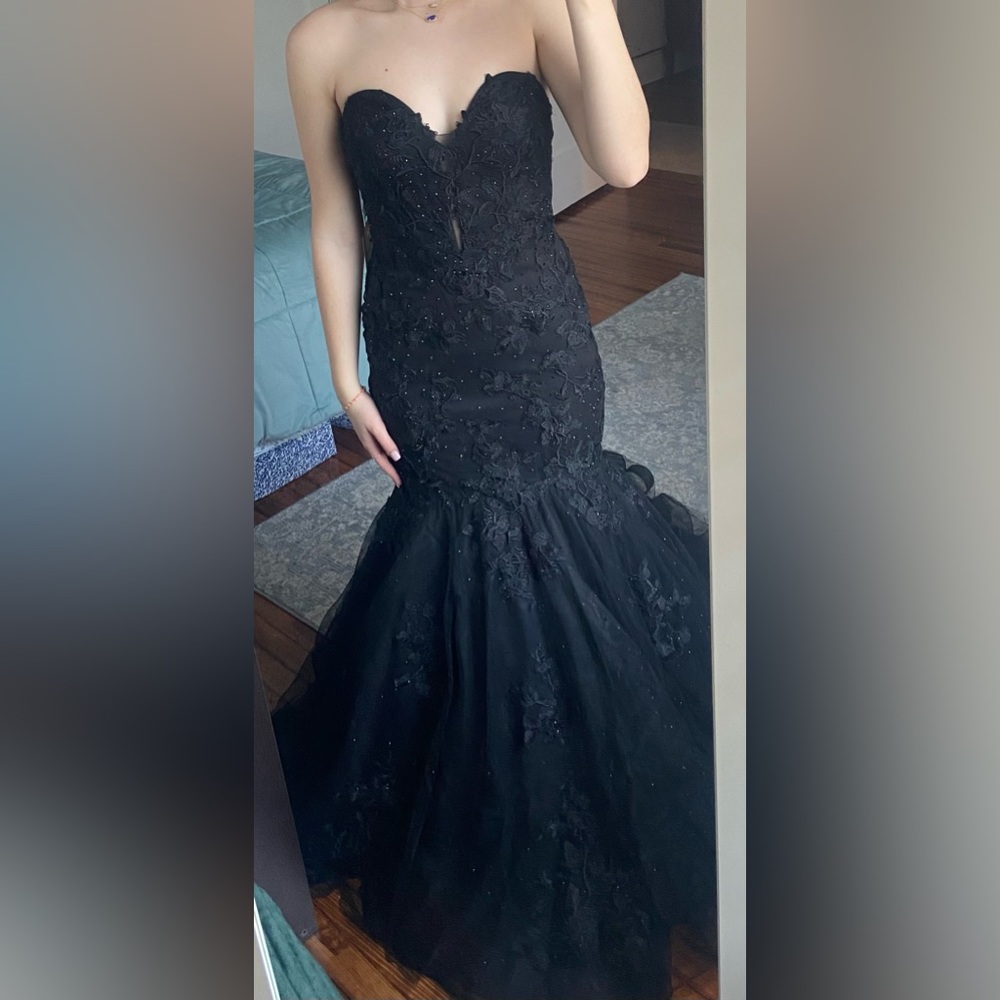 Never worn mermaid prom / pageant dress black with beading - still with tags